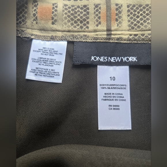 Vtg Jones New York 100% Silk A-Line Skirt in Brown and Tan - Picture 6 of 7